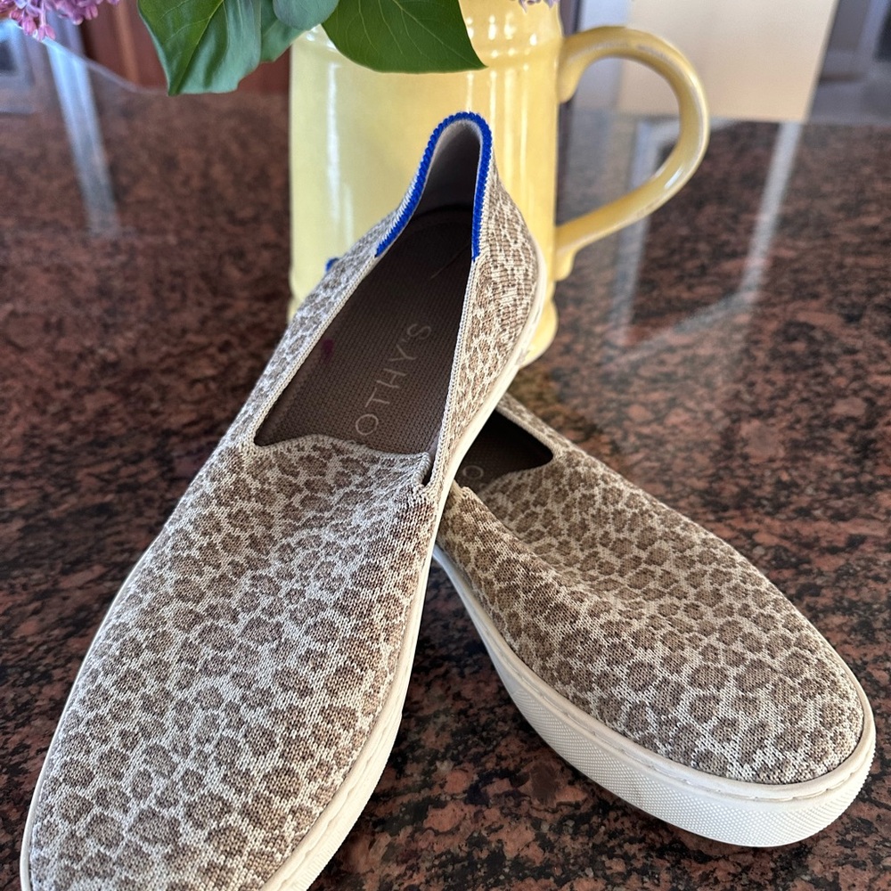 Rothy's Brown and Tan Sneakers with Giraffe Print